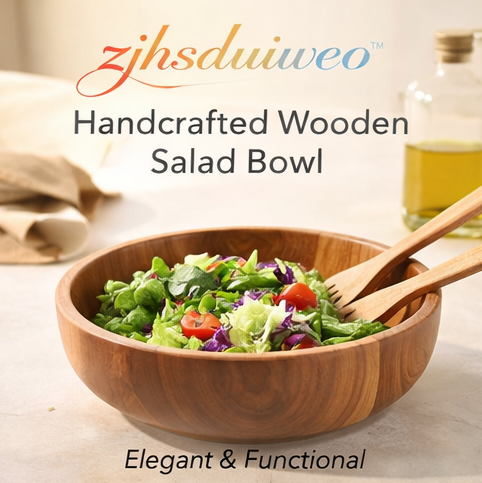 zjhsduiweo™ Handcrafted Wooden Salad Bowl - Elegant & Functional