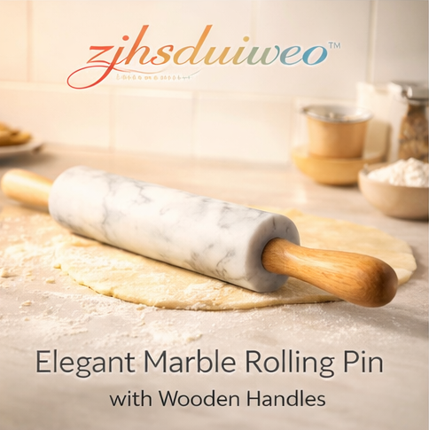 zjhsduiweo™ Elegant Marble Rolling Pin with Wooden Handles