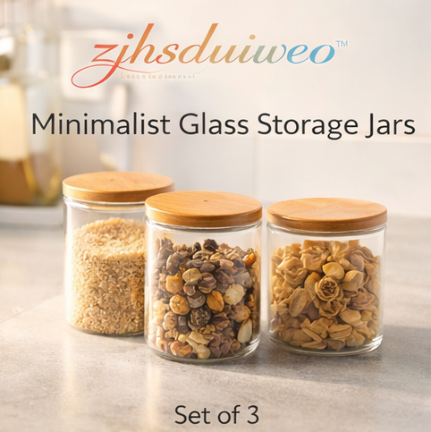 zjhsduiweo™ Minimalist Glass Storage Jars - Set of 3